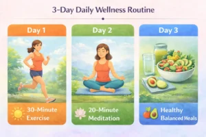 person following healthy daily routine with sunlight and movement