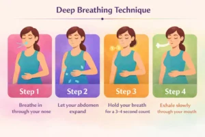 person practicing deep breathing exercise for relaxation