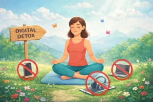 person relaxing without phone in calm environment