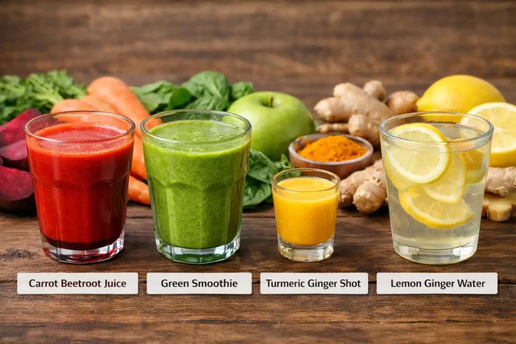 Comparison of Natural Health Drinks Carrot beetroot juice compared with other healthy drinks