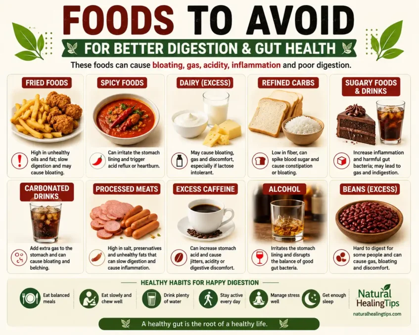 Natural Remedies for Digestive Problems 6 Processed foods fried foods sugary snacks and carbonated drinks that may worsen digestion and bloating