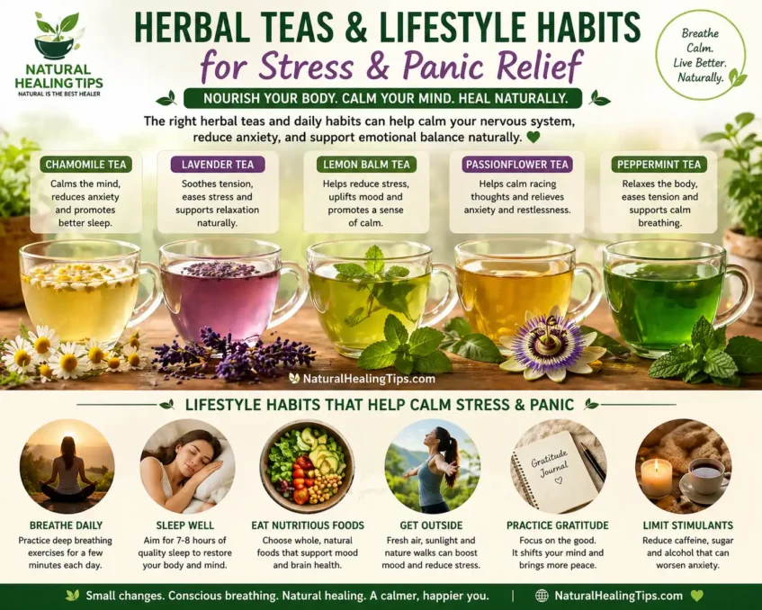 Herbal tea for stress relief with tulsi and turmeric supporting calm breathing techniques for stress and panic relief