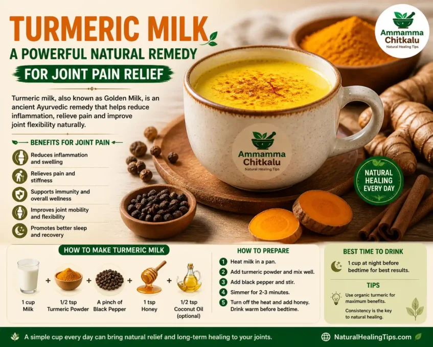 Turmeric milk golden drink with black pepper used as a natural remedy to reduce joint pain inflammation and improve mobility