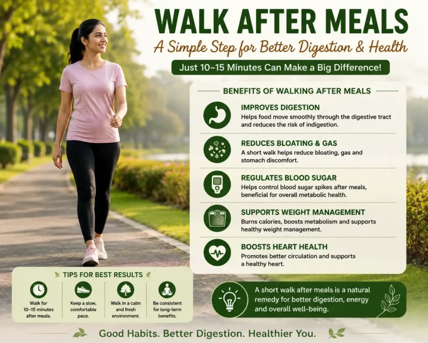 Natural Remedies for Digestive Problems 7 Person taking a gentle walk after dinner to support digestion and reduce bloating naturally