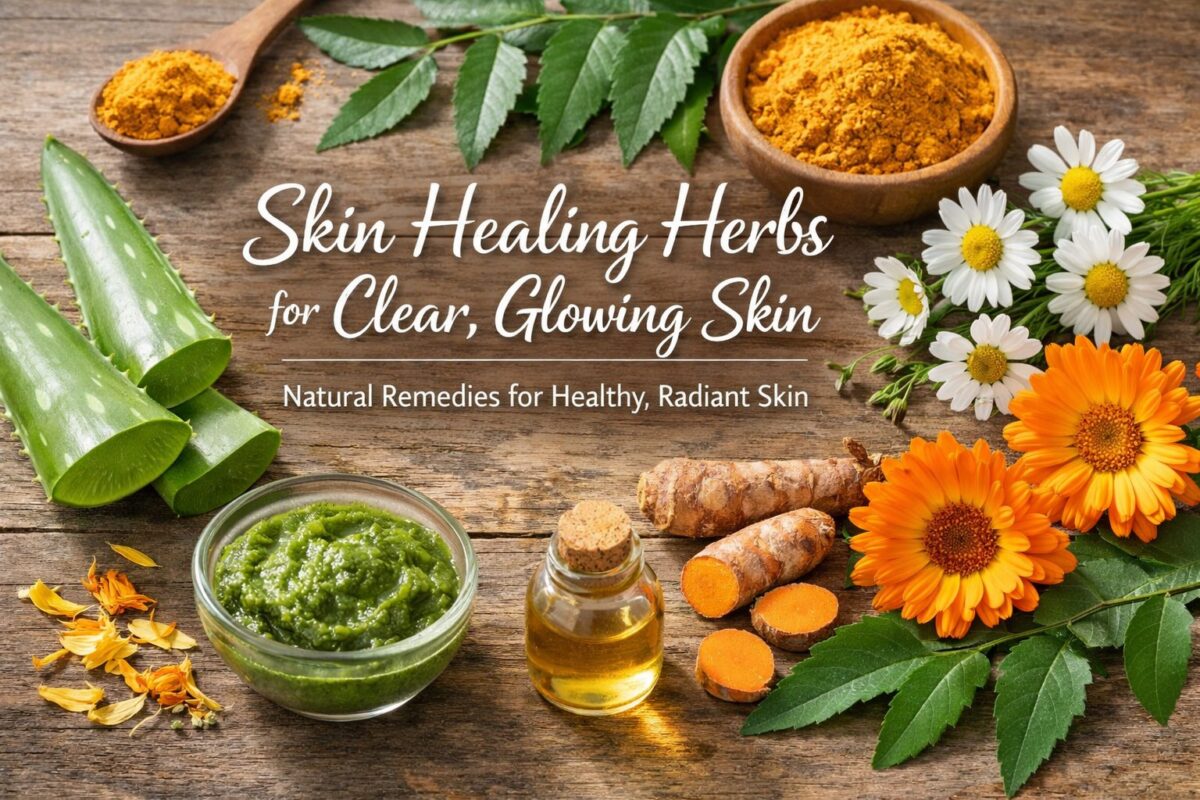 Skin healing herbs for clear glowing skin