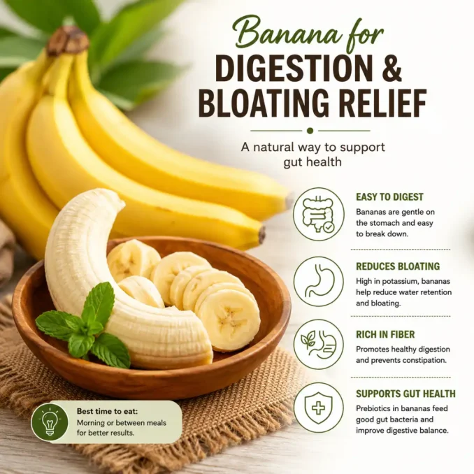 Foods That Stop Bloating Immediately at Home 3 banana helps reduce bloating naturally and supports healthy digestion