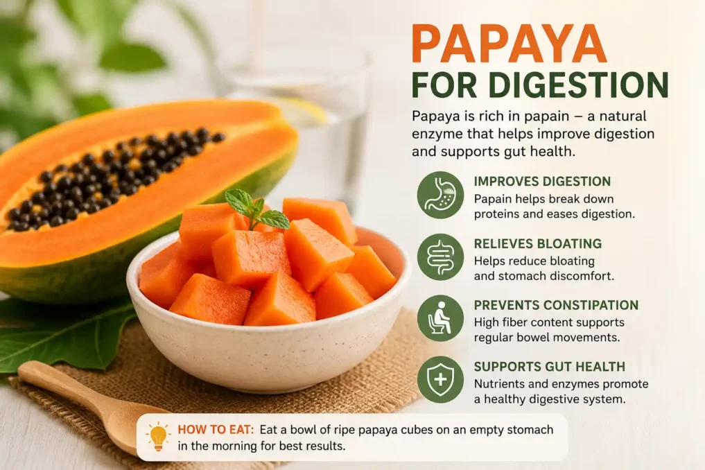 Best Fruits to eat on Empty Stomach 2 Papaya fruit for digestion and gut health on empty stomach
