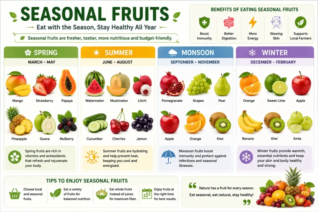 Best Fruits to eat on Empty Stomach 3 Seasonal fruits for morning health including watermelon mango apple papaya berries and citrus fruits