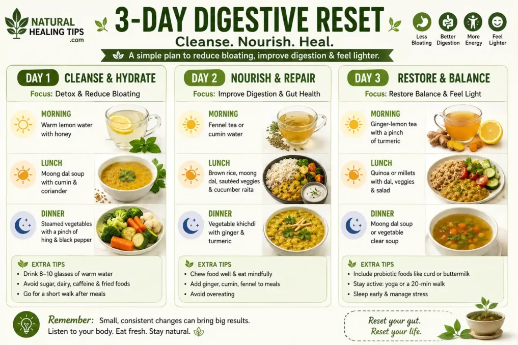 Kitchen Ingredients That Reduce Gas Fast 10 Three day digestive reset routine using ginger tea fennel water yogurt and healthy habits for reducing gas and bloating naturally