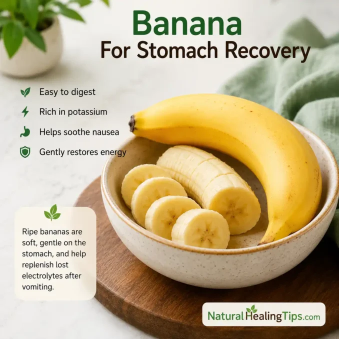 Ripe banana served as a gentle recovery food after vomiting and nausea