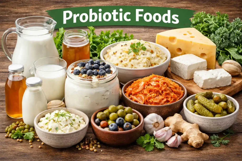 Foods That Naturally Clean Your Gut 2 probiotic foods including yogurt kefir fermented vegetables and pickles that support gut health and digestion