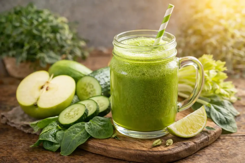 Green detox juice, one of the best anti-aging drinks you can make at home for skin health and detox
